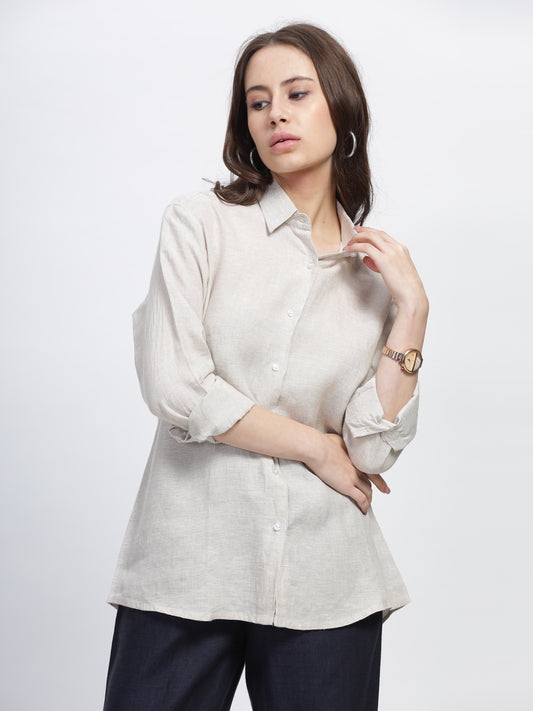 Women's Off White Linen Shirt