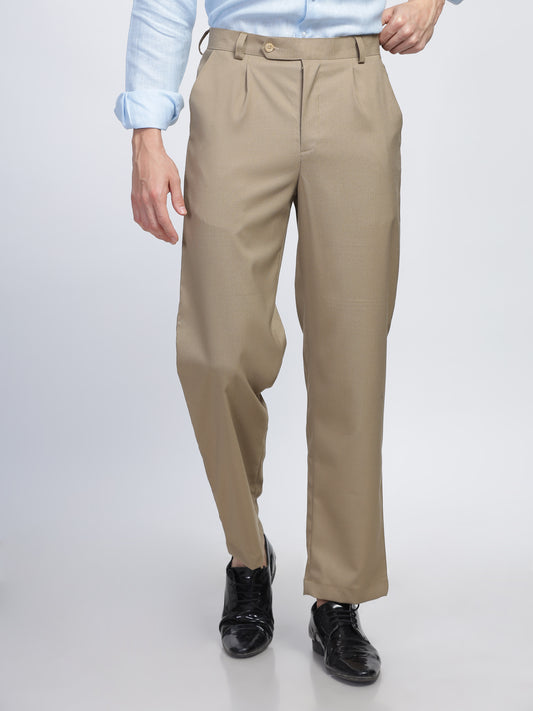 Mens beige Cotton Mix Trousers